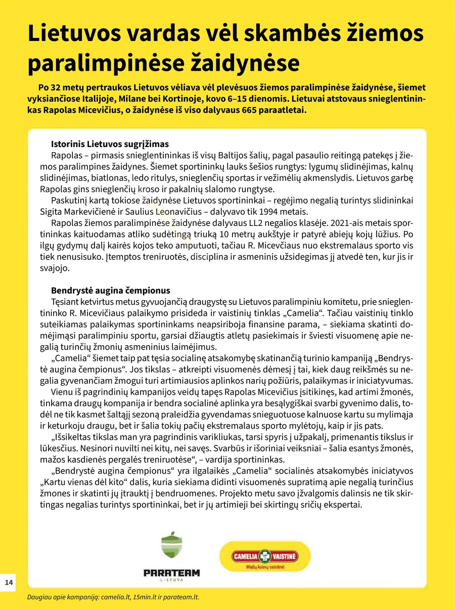CAMELIA akcijų leidinys puslapis 14
