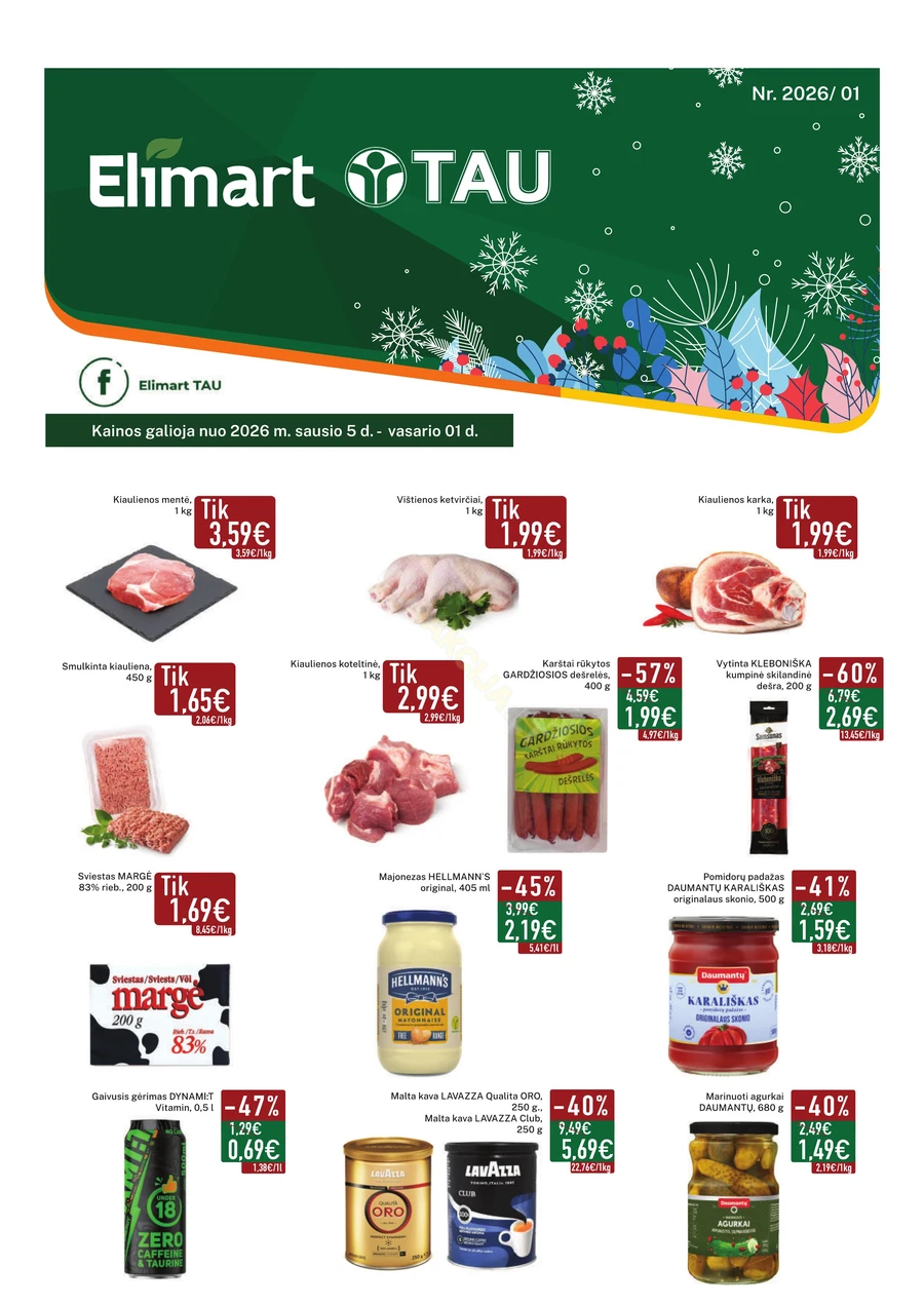 ELIMART, TAU akcijų leidinys Nr. 1 puslapis 1