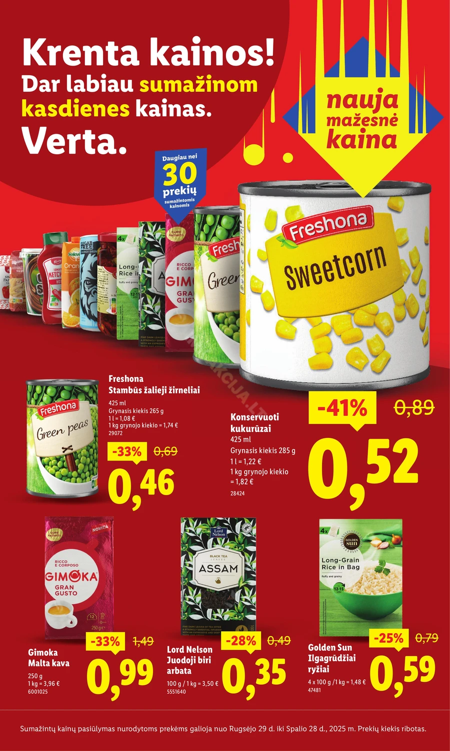 LIDL akcijų leidinys „Krenta kainos“ puslapis 1