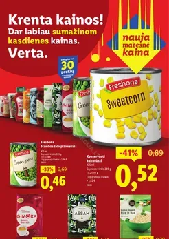 LIDL akcijų leidinys „Krenta kainos“
