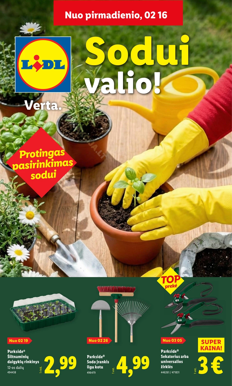 LIDL akcijų leidinys „Sodui valio!“ puslapis 1