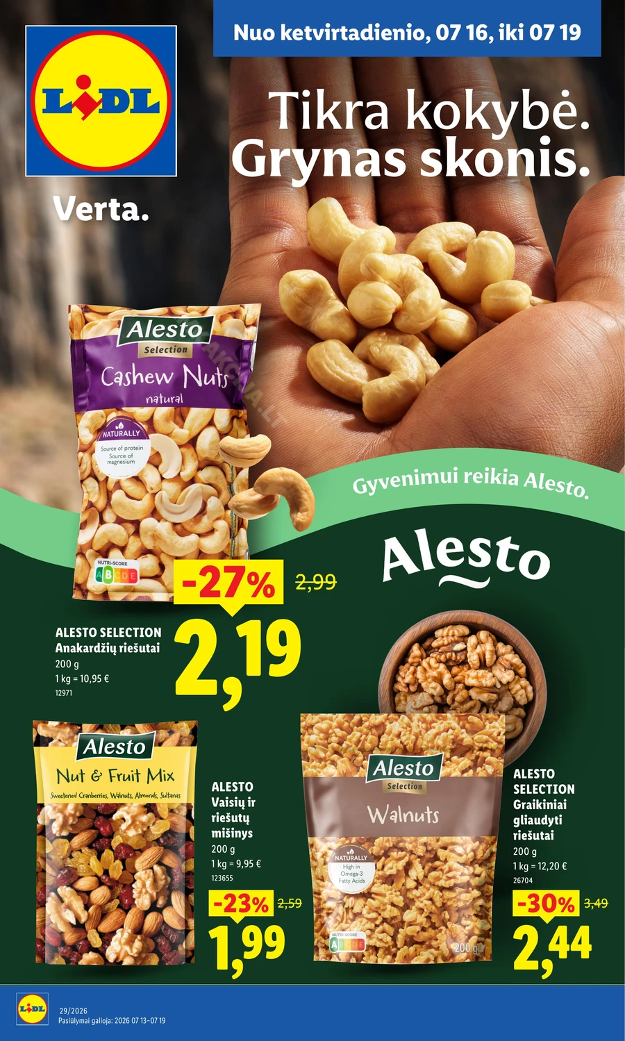 LIDL akcijų leidinys „Tikra kokybė. Grynas skonis.“ puslapis 1