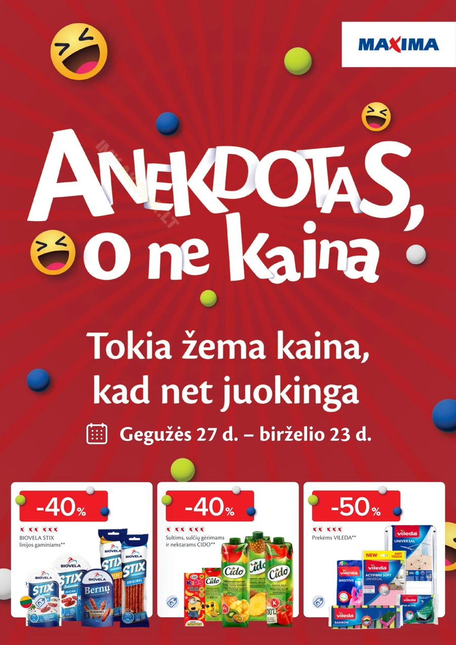 MAXIMA akcijų leidinys „Anekdotas, o ne kaina“ puslapis 1