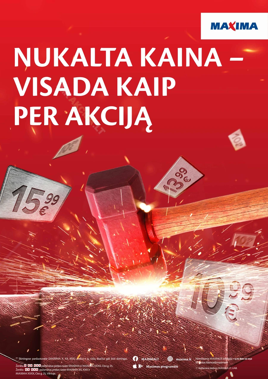 MAXIMA leidinys „Nukalta kaina – visada kaip per akciją“ puslapis 1