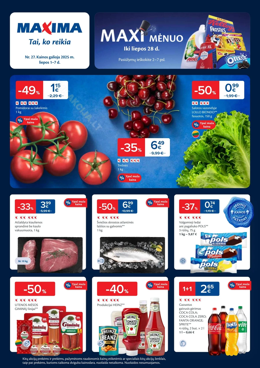 MAXIMA kaininis akcijų leidinys Nr. 27 puslapis 1