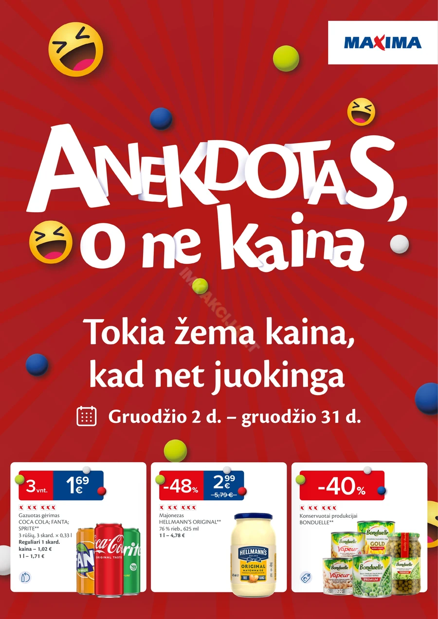 MAXIMA akcijų leidinys „Anekdotas, o ne kaina“ puslapis 1