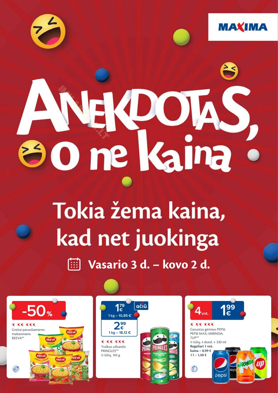 MAXIMA akcijų leidinys „Anekdotas, o ne kaina“ puslapis 1