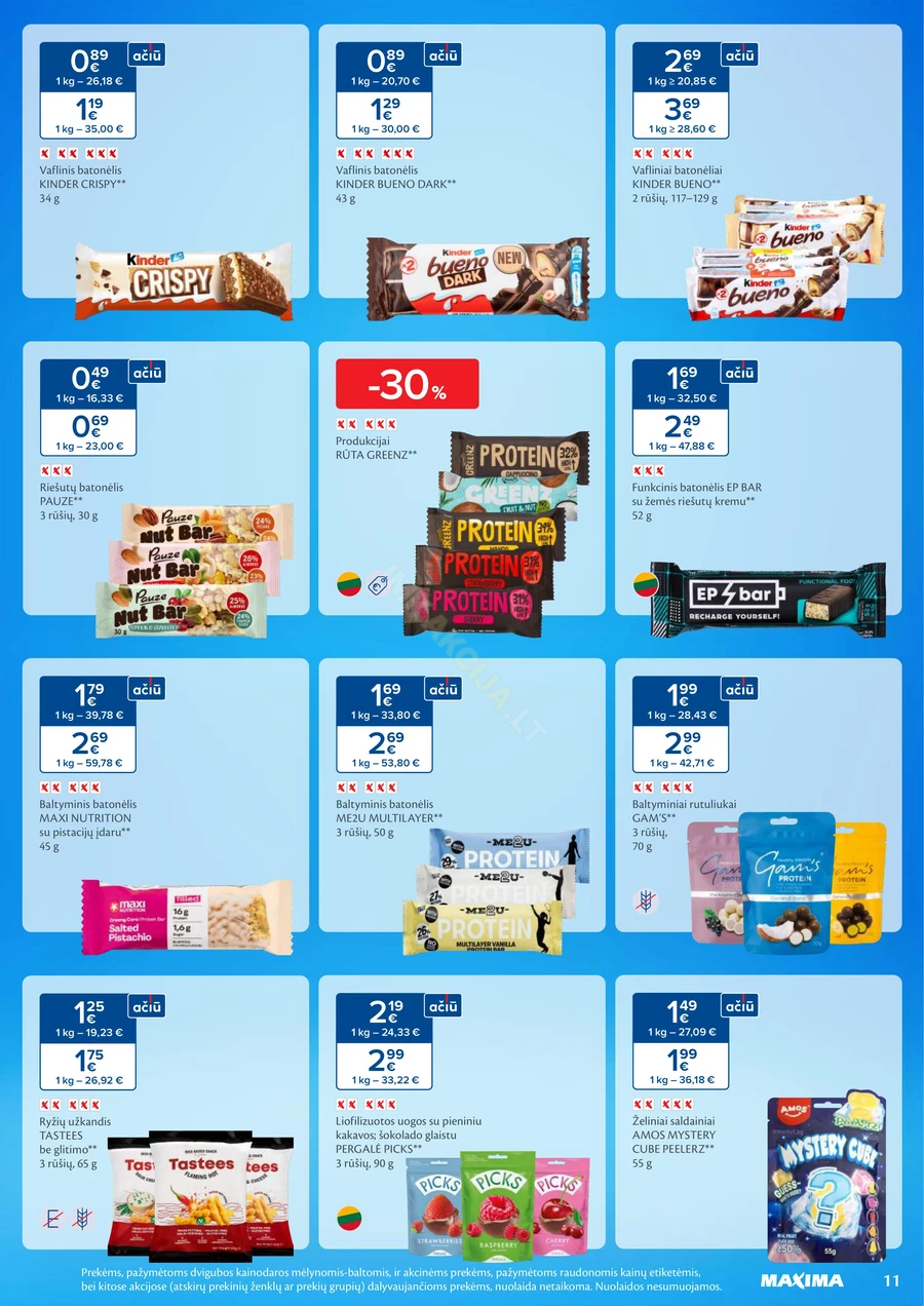 MAXIMA akcijų leidinys „Saldumynų ir užkandžių mėnuo“ puslapis 11