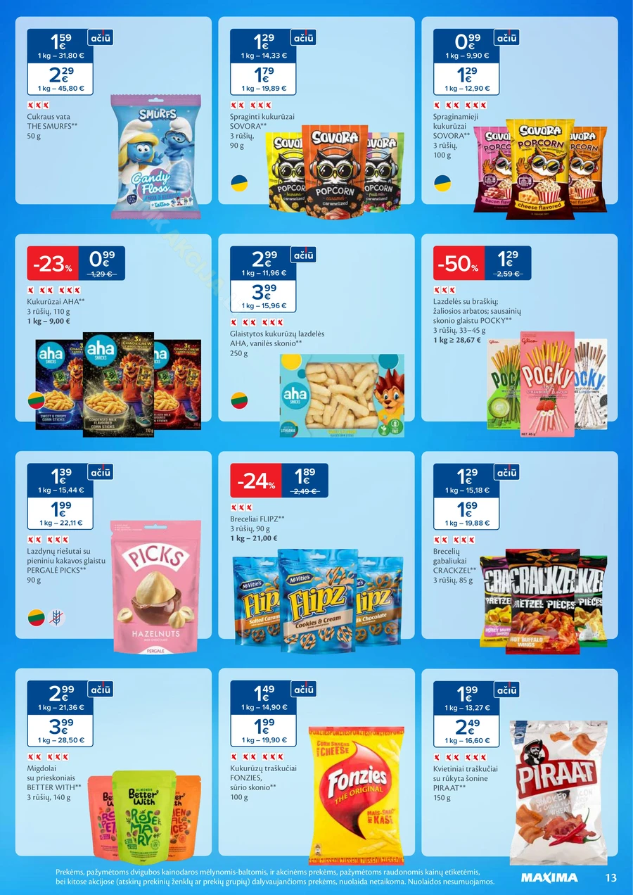 MAXIMA akcijų leidinys „Saldumynų ir užkandžių mėnuo“ puslapis 13