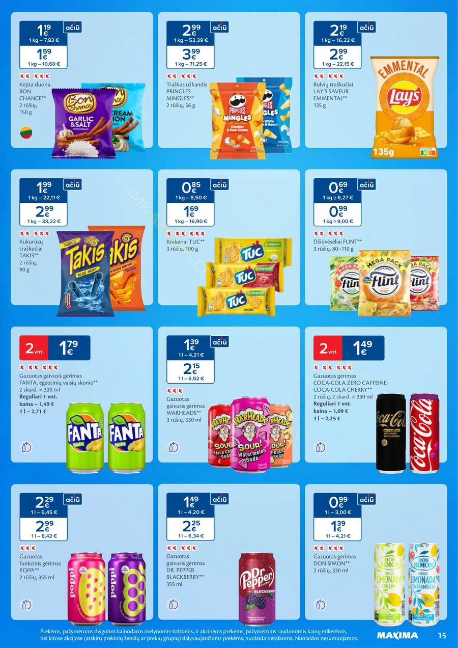 MAXIMA akcijų leidinys „Saldumynų ir užkandžių mėnuo“ puslapis 15