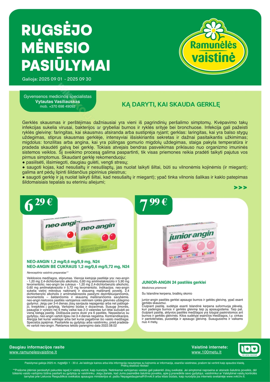 RAMUNĖLĖS VAISTINĖ akcijų leidinys puslapis 1