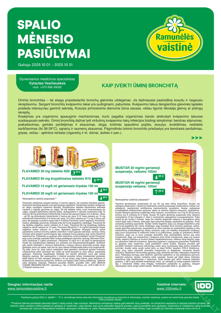 RAMUNĖLĖS VAISTINĖ akcijų leidinys puslapis 1