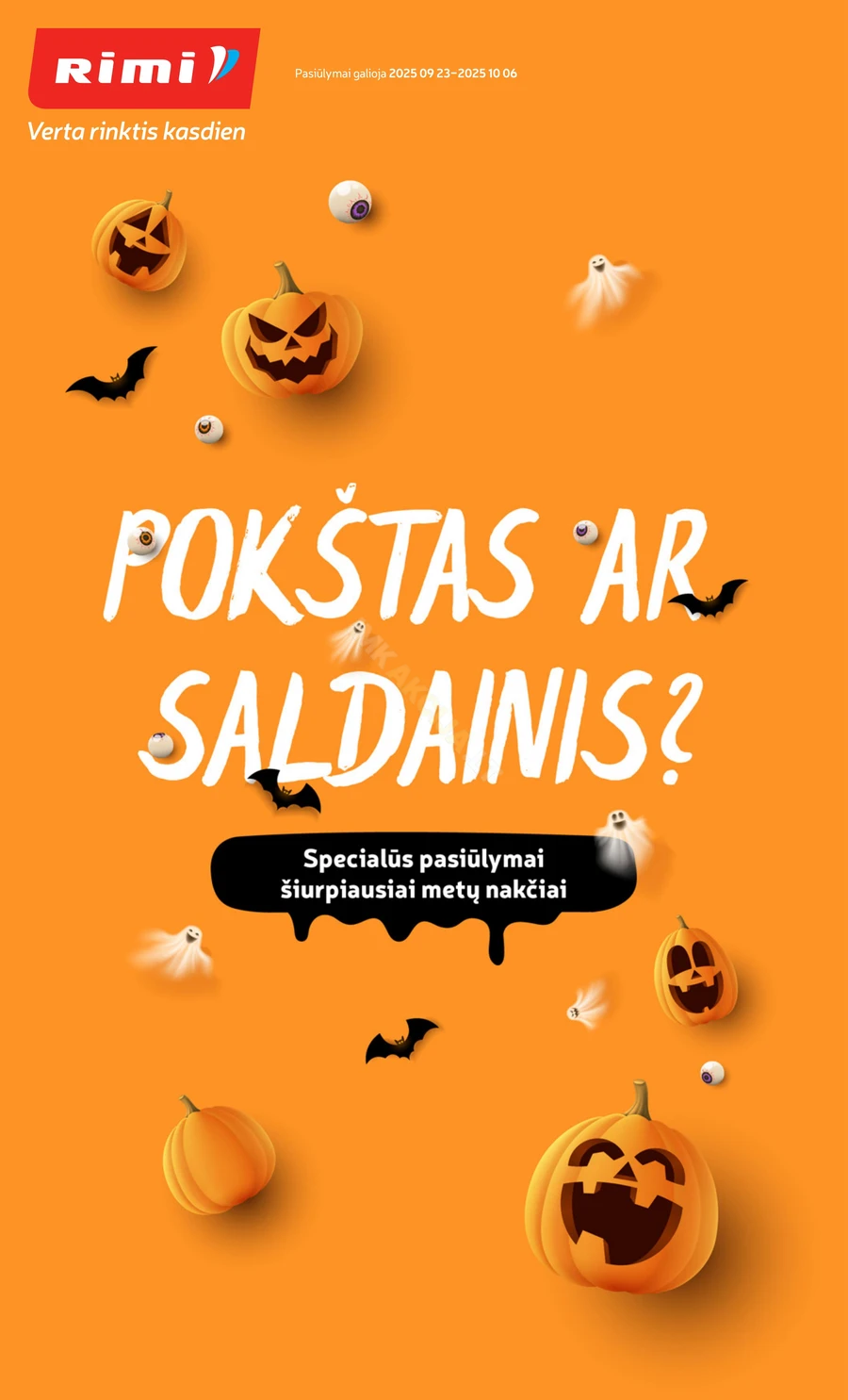 RIMI akcijų leidinys „Helovinas 2025“ puslapis 1