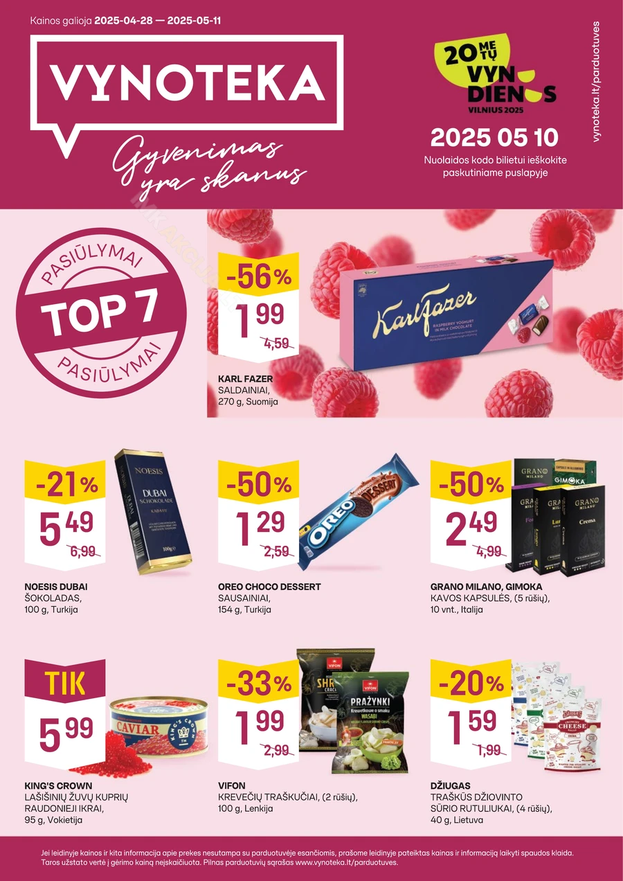 VYNOTEKA akcijų leidinys puslapis 1