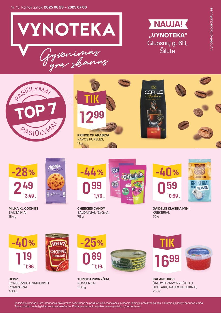VYNOTEKA akcijų leidinys puslapis 1